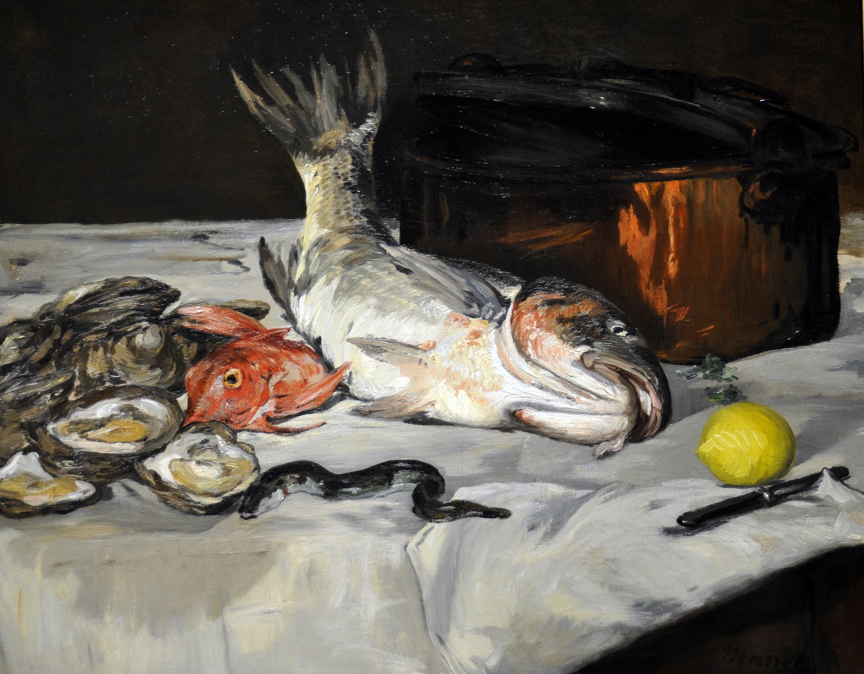 Fish (Still Life), Édouard Manet, 1864, 28 7/8 x 36 1/4 inches.